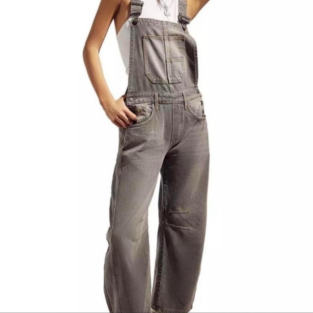 We the free XL Gray Denim good luck barrel Overalls